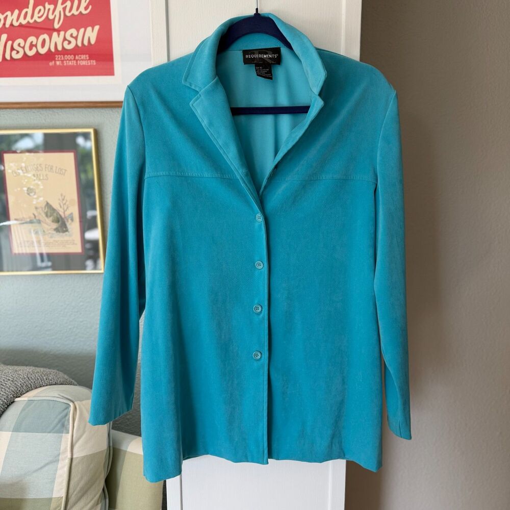 Vintage 90s Turquoise Button Down Shirt/Jacket - Size 10